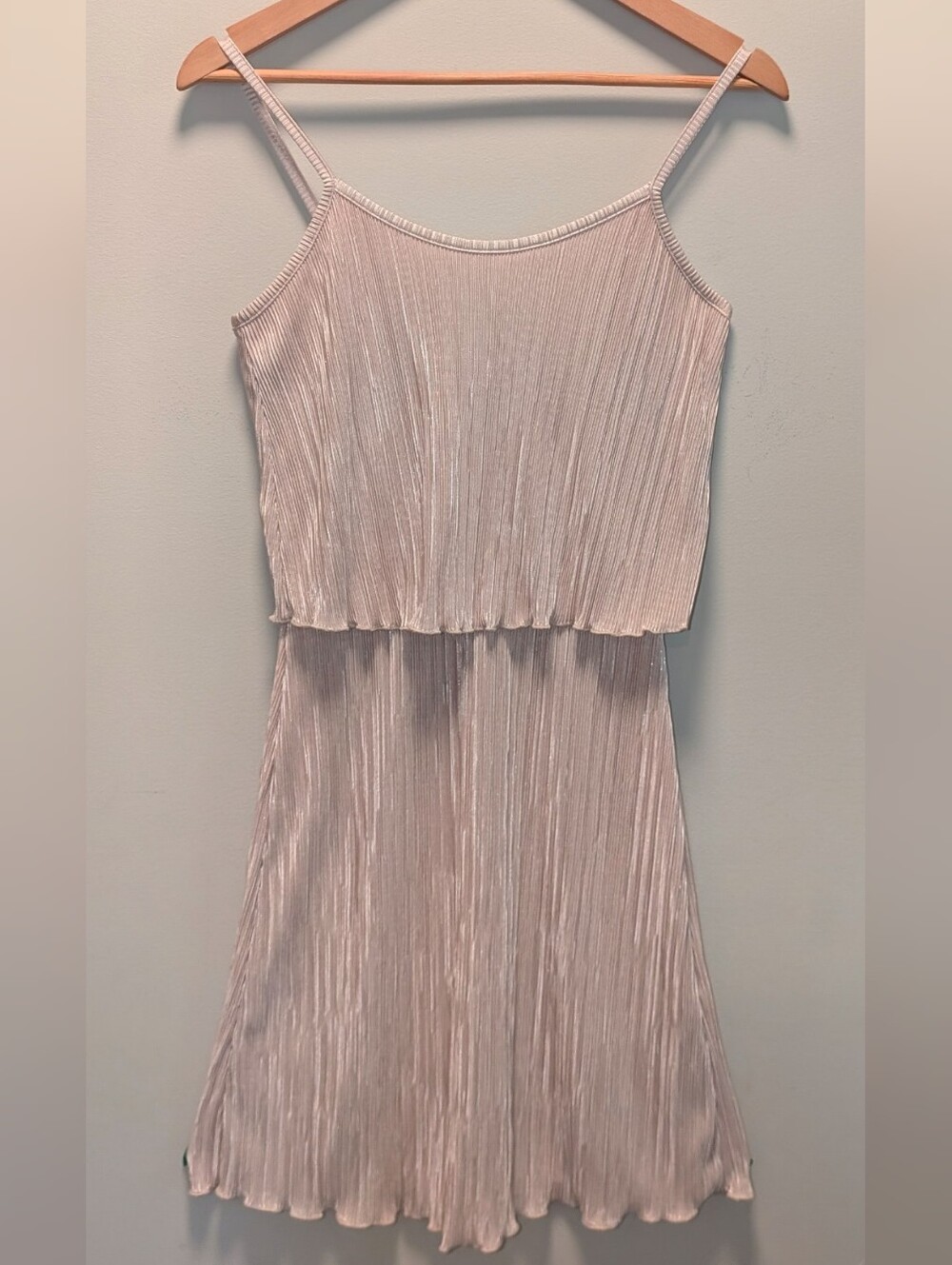 Vintage Y2K Cynthia Rowley Champagne Metallic Plissé Dress S